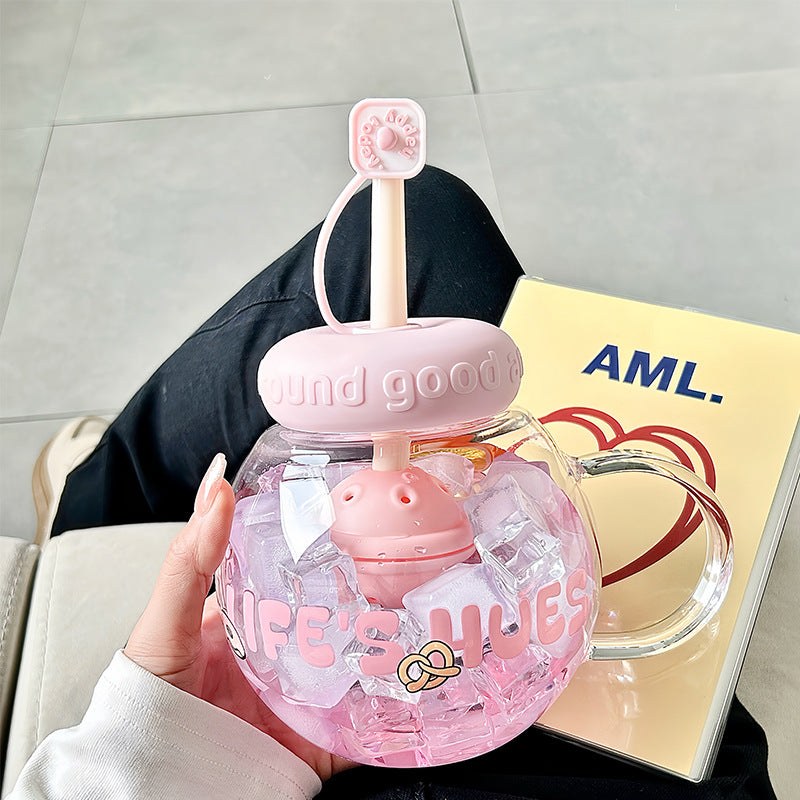 Women's drink container with integrated straw and cheerful fruit style design Kalsten