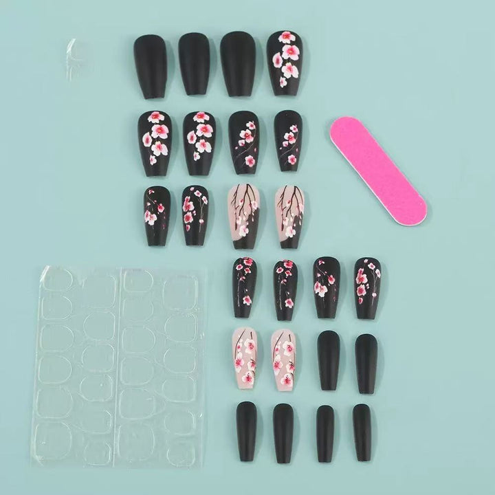Artificial nail set with floral accents and matte finish Kalsten