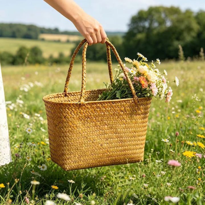 Woven Straw Shopping Basket Kalsten