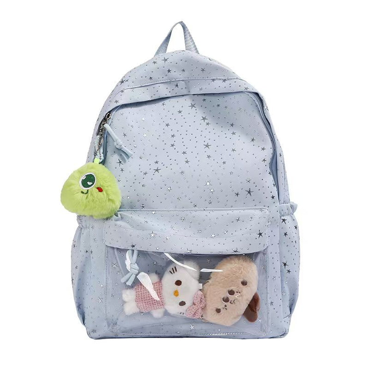 Backpack with Transparent Front Pocket and Cozy Kalsten Motif