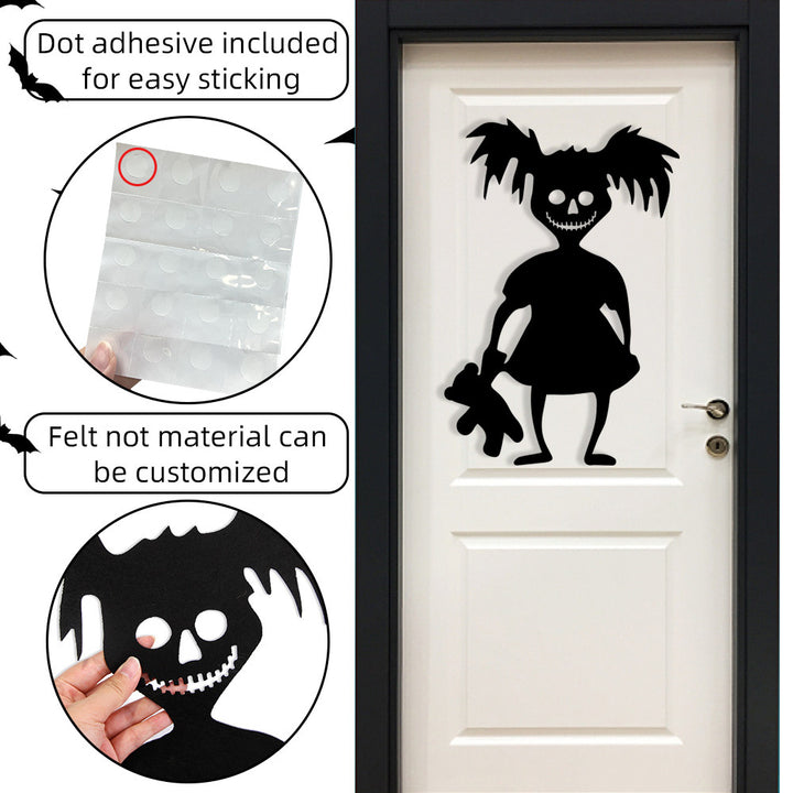 Large-format self-adhesive wall sticker spooky zombie with pumpkin silhouette