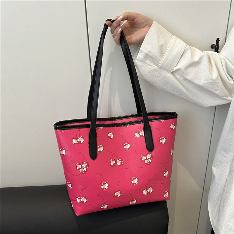Playful Cherry Print Tote Bag