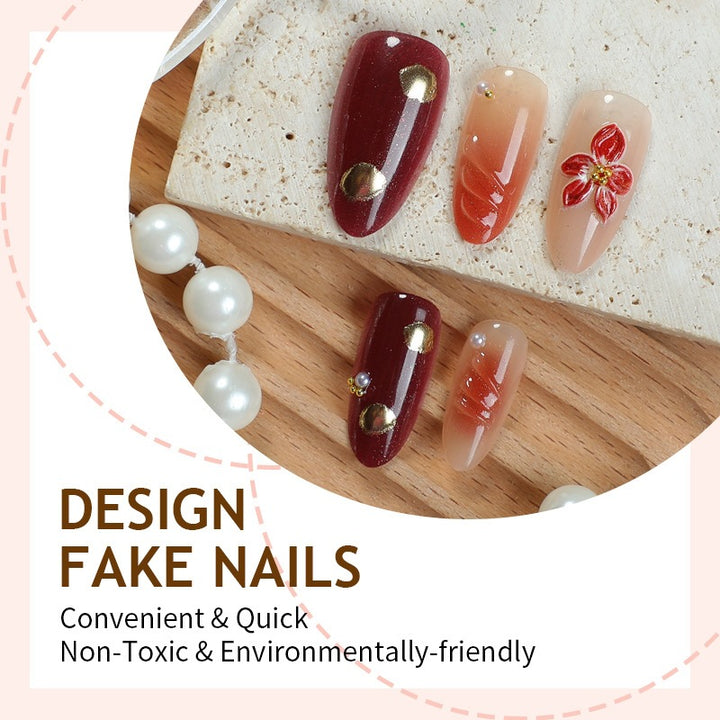 Acrylic nail set with elegant floral accents and glitter details Kalsten