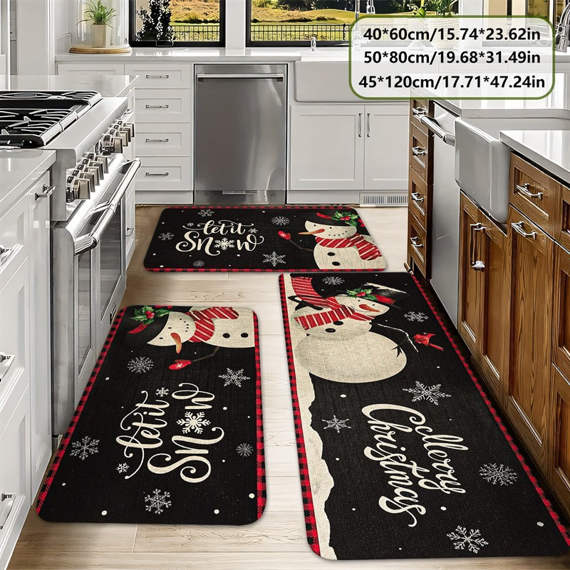 Festive Holiday-Themed Kitchen Mat Set