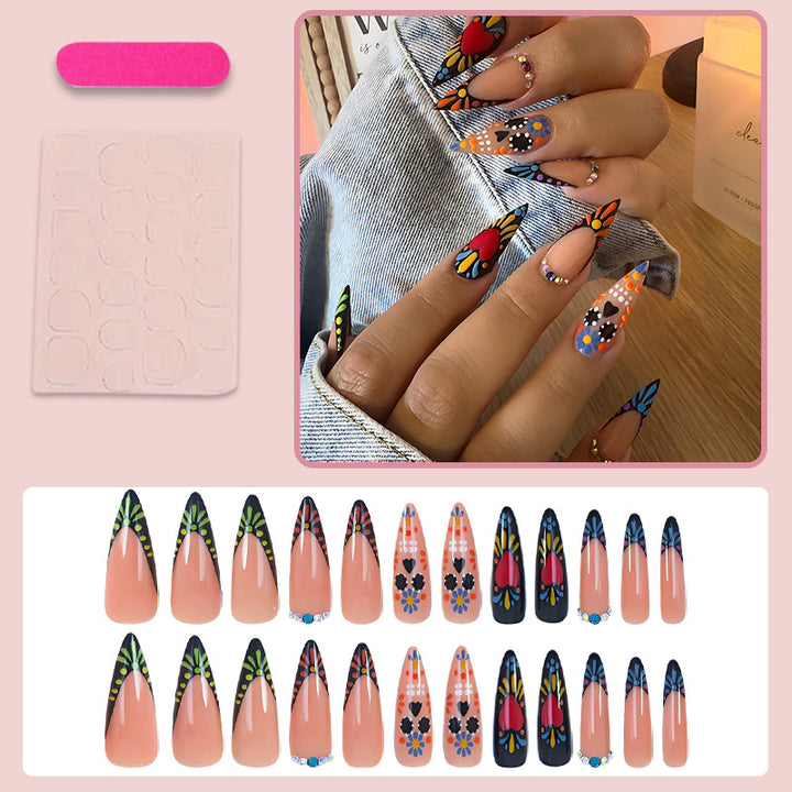 Acrylic nail set with creative and colorful pattern designs Kalsten