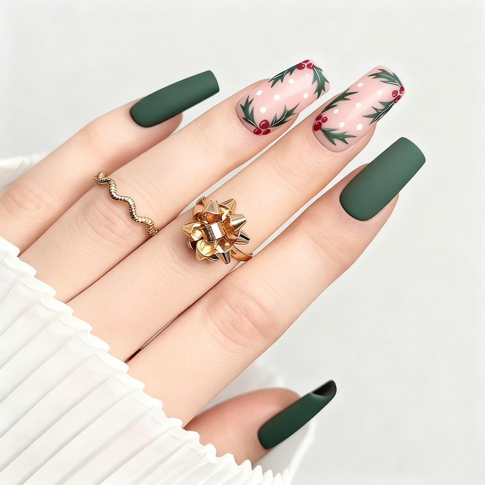 Elegant Artificial Nails with Christmas Design Kalsten