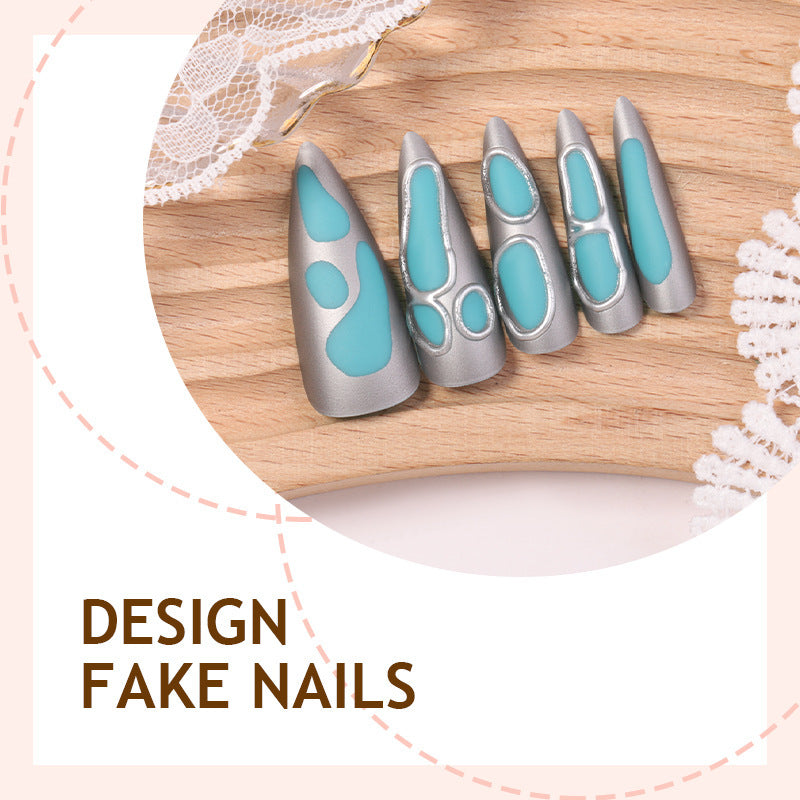 Acrylic nail set with modern geometric designs Kalsten