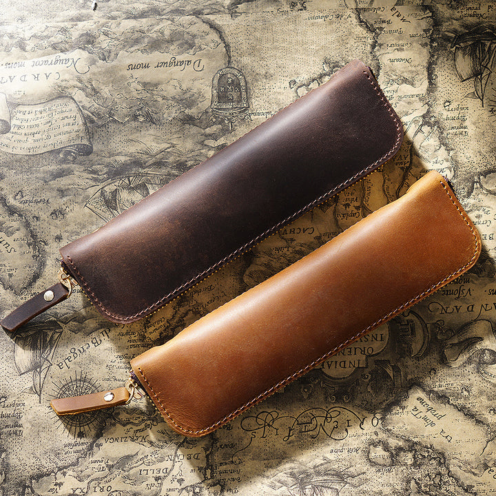Premium Leather Zippered Pencil Pouch