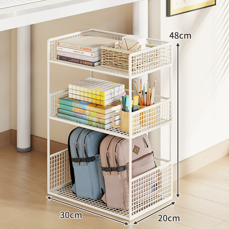 Slim Three-Tier Rolling Mesh Storage Cart with Locking Casters and Ventilated Shelves