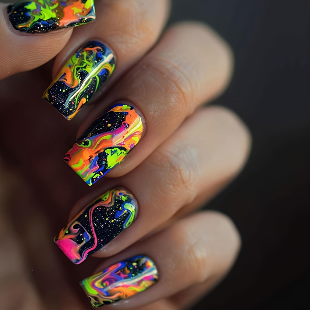 Artificial Nails In Dramatic Color Rush Kalsten