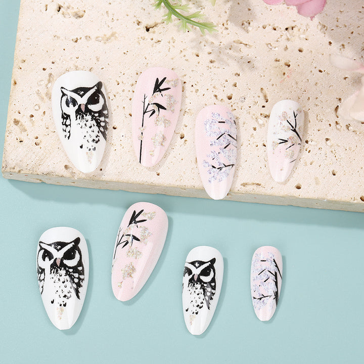 Creative art nails in elegant owl design Kalsten