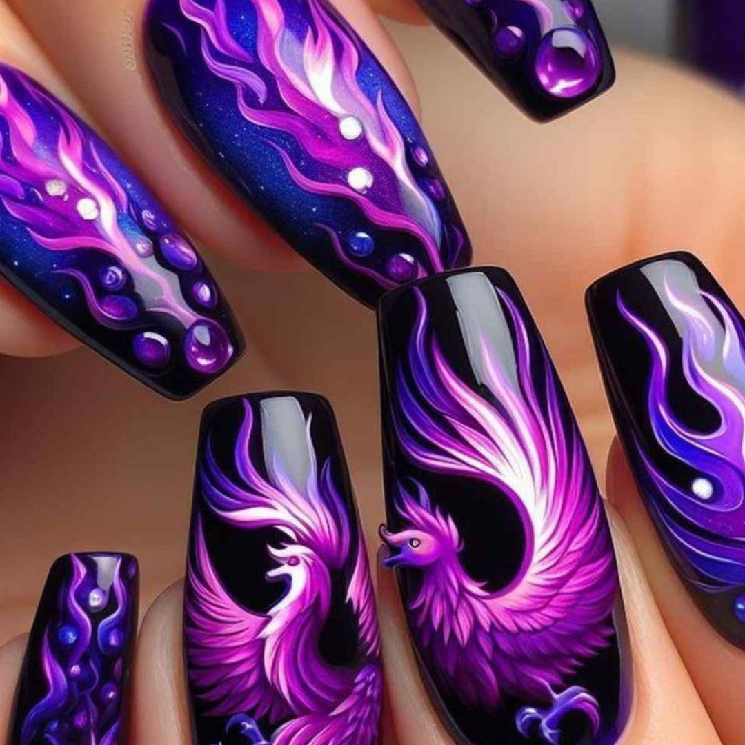 Artistic Phoenix-Themed Nail Art Extensions Kalsten