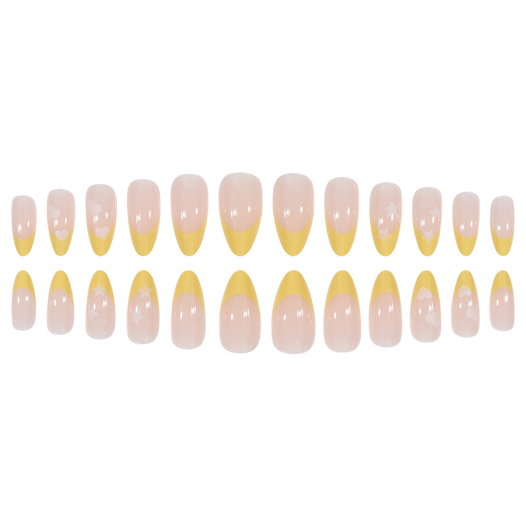 Elegant Stiletto Press-On Nails with Heart and Star Patterns Kalsten