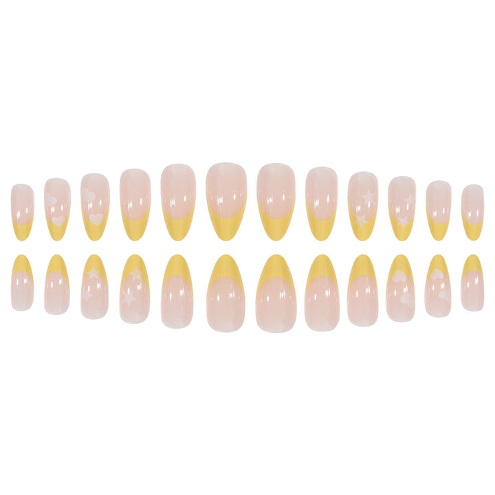 Elegant Stiletto Press-On Nails with Heart and Star Patterns Kalsten
