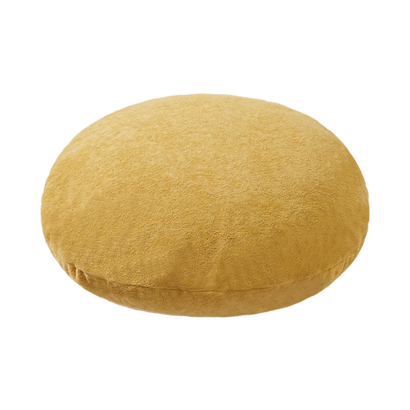 Round floor seat pouf made of teddy plush with a shape-retaining padded core Kalsten
