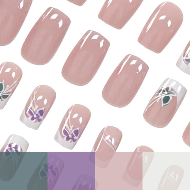 Decorative Floral French Tip Nail Art Kalsten