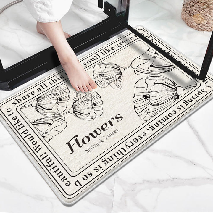 Floral Inspirational Welcome Mat