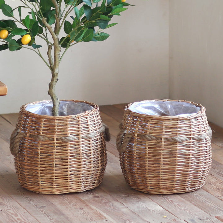Rustic storage basket with hemp handles Kalsten