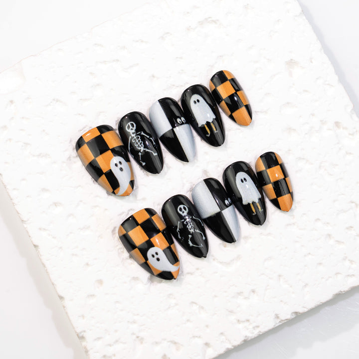Halloween-Themed Press-On Nail Art