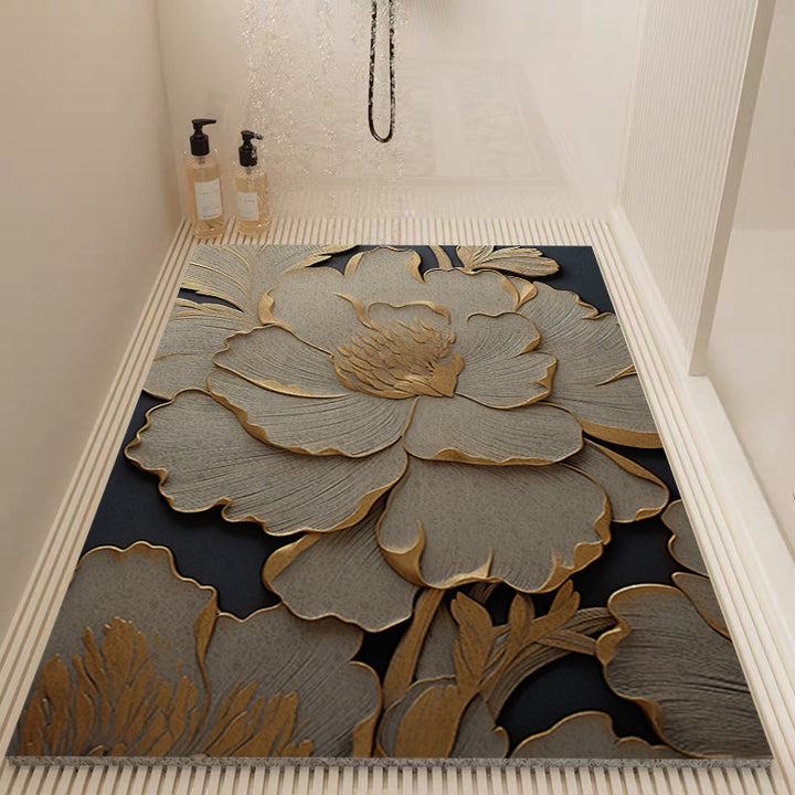 Elegant Floral Patterned Bath Mat Kalsten