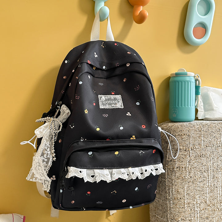 Decorative Floral-Embellished Backpack Kalsten