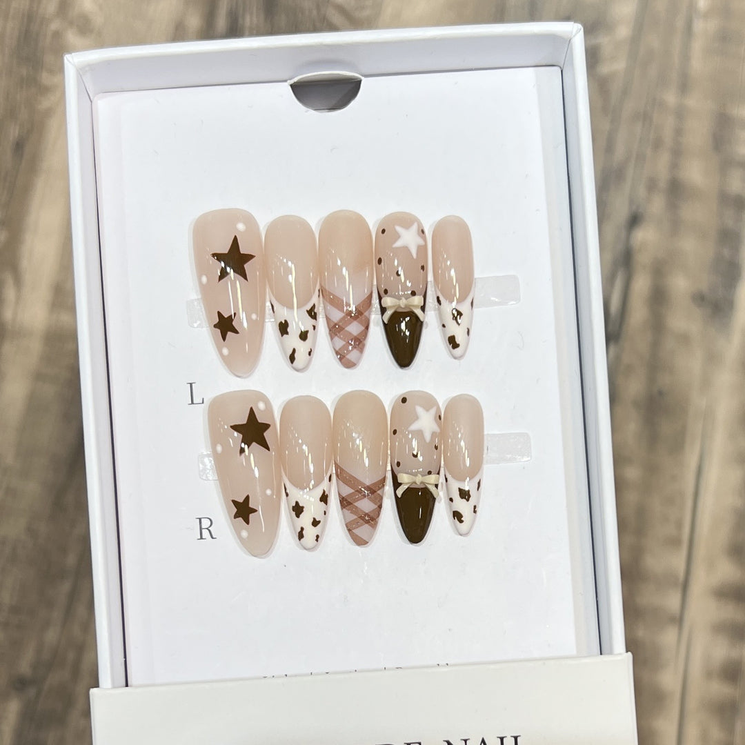 Elegant Stiletto Press-On Nail Set with Decorative Accents Kalsten