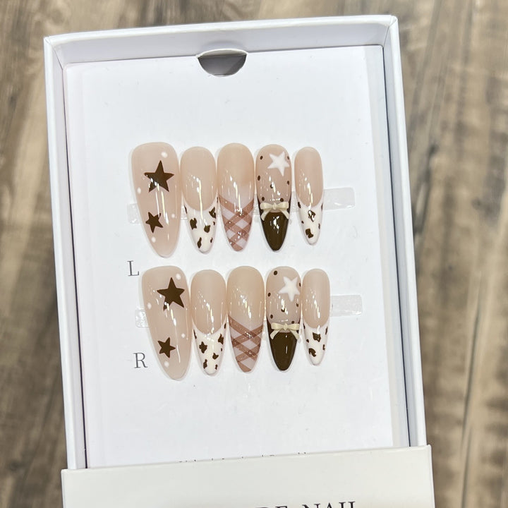 Elegant Stiletto Press-On Nail Set with Decorative Accents Kalsten