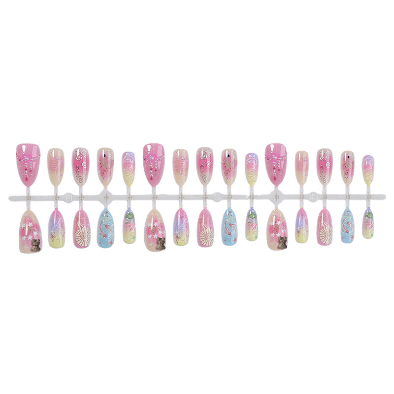 Artistic Press-On Nail Set with Floral and Graphic Designs kalsten
