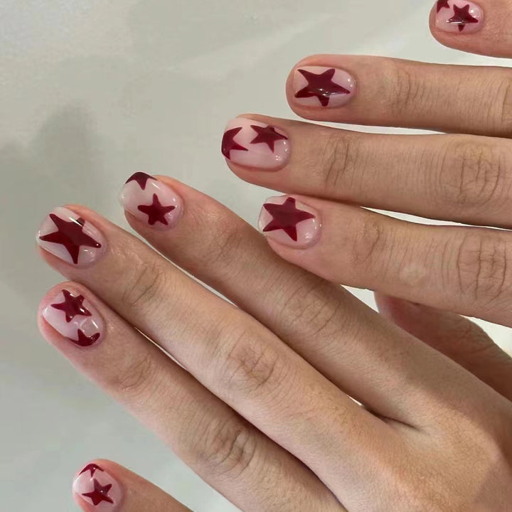 Star-Themed Acrylic Nail Art