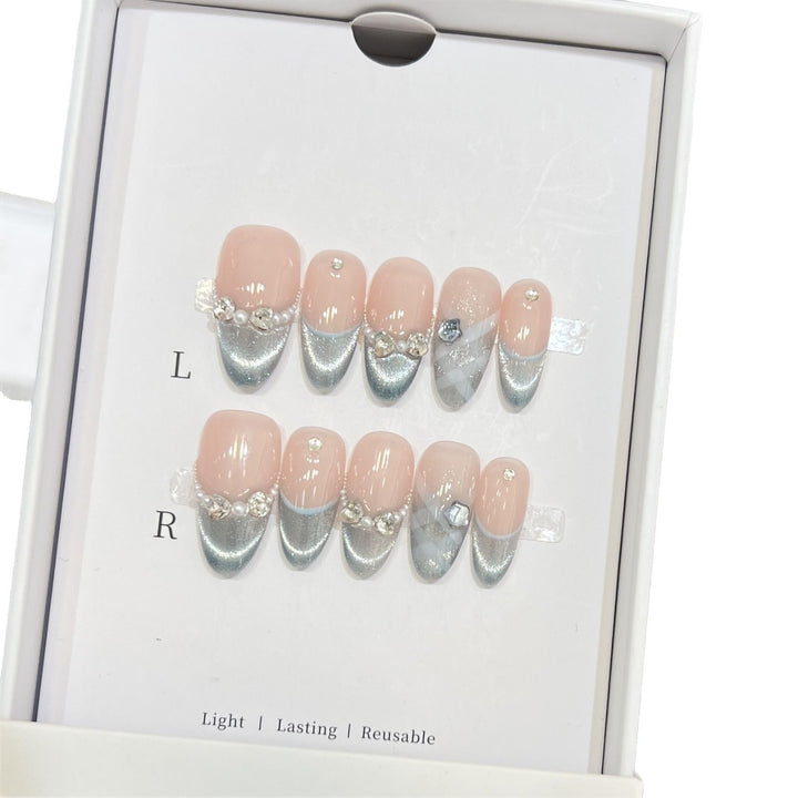 Elegant Reusable French Tip Press-On Nail Set Kalsten