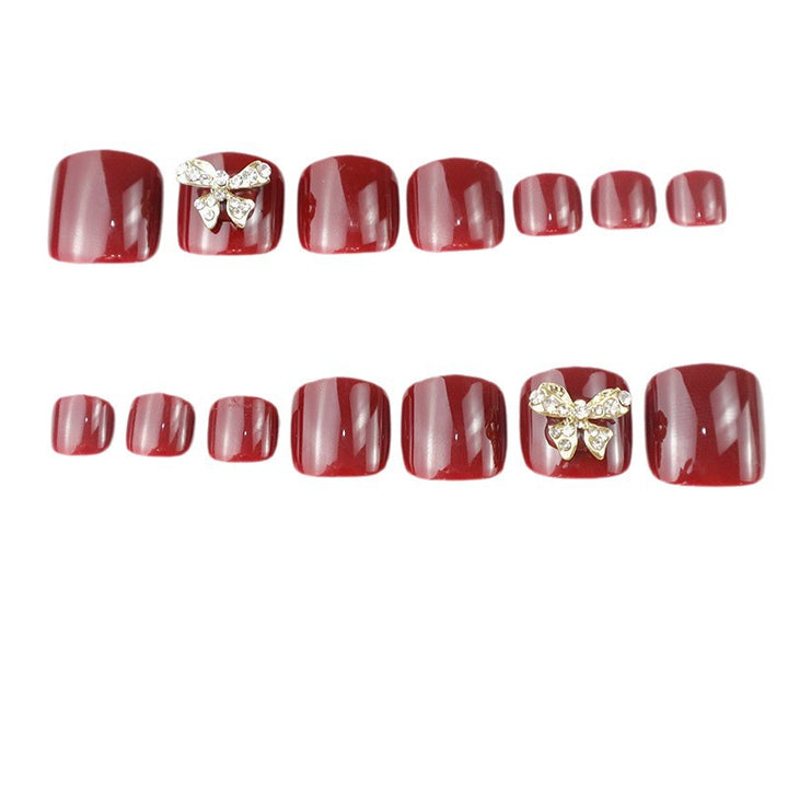 Decorative Rhinestone-Embellished Press-On Toenails