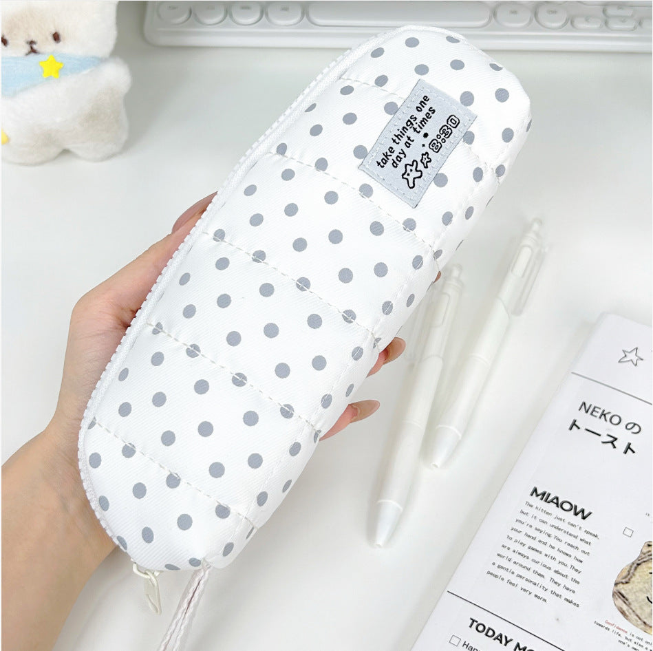 Cushioned Dot Pattern Pencil Case