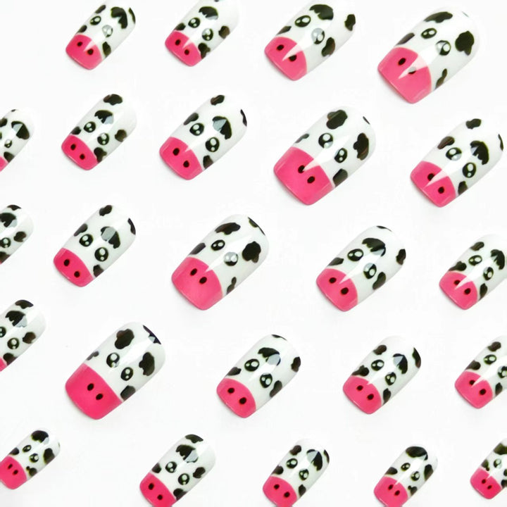 Playful Cow-Themed Nail Art Kalsten