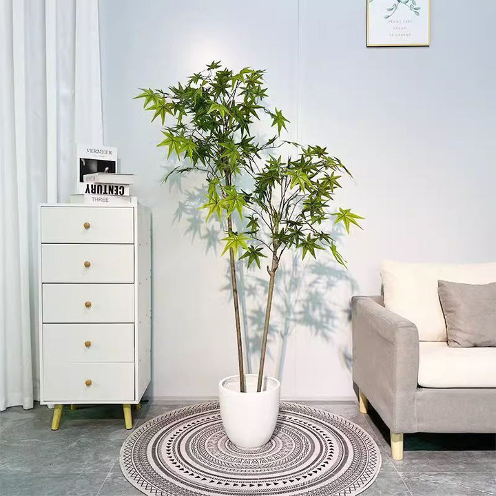 Lifelike Artificial Maple Tree with Decorative Basket