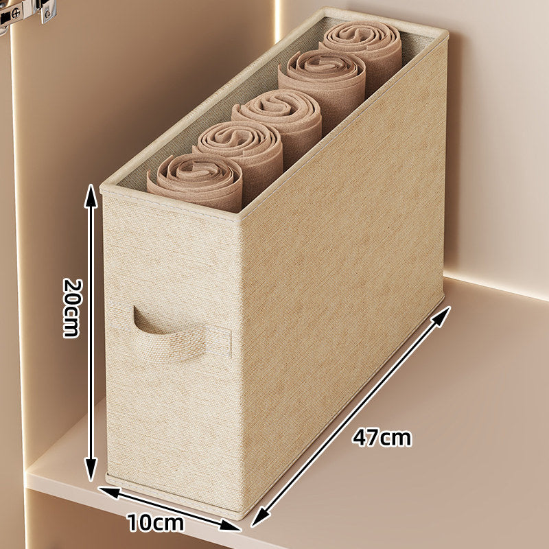 Foldable Linen-Texture Rectangular Closet Storage Box with Front Handle