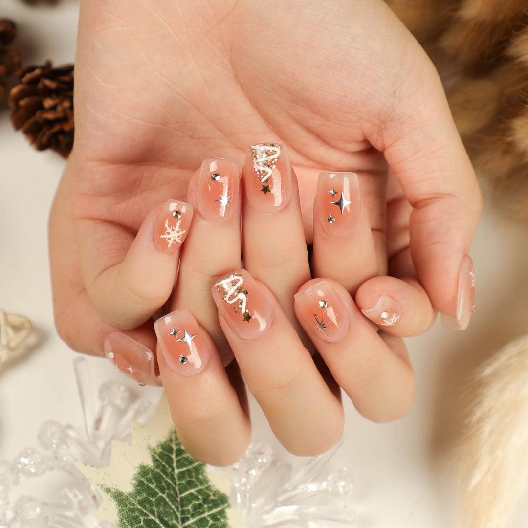 Artful Nail Extensions with Christmas Design Kalsten