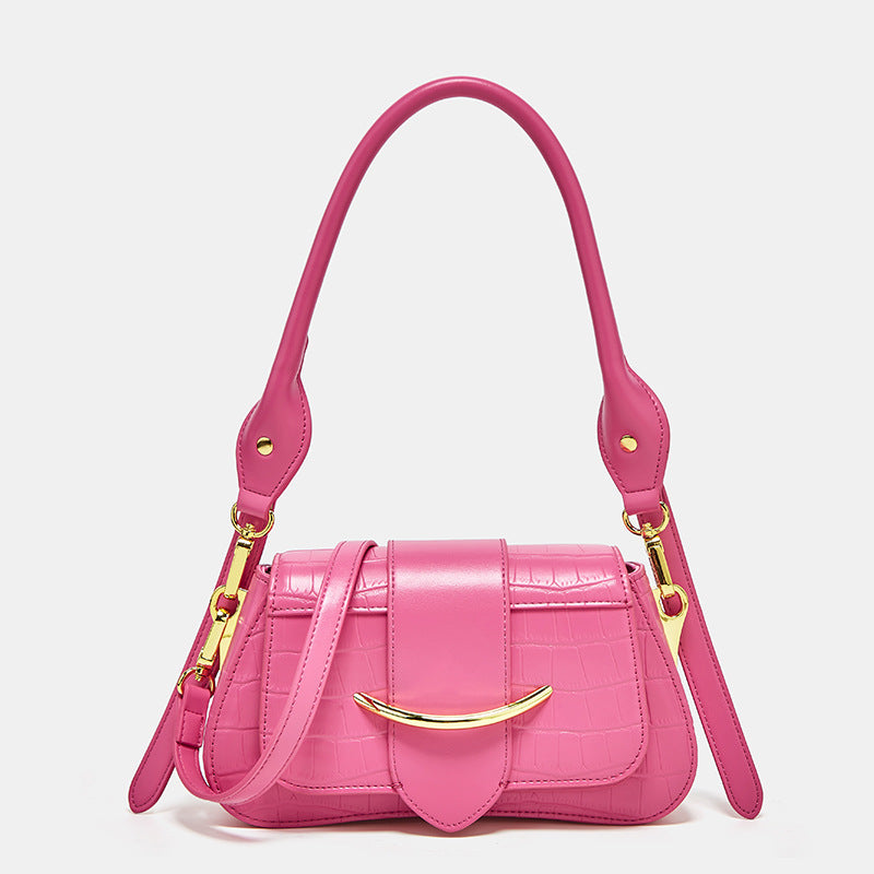Crocodile-Embossed Mini Shoulder Bag