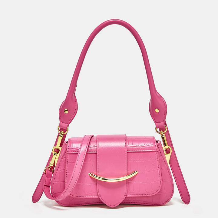 Crocodile-Embossed Mini Shoulder Bag