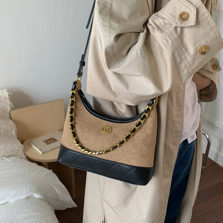 Quilted Suede Shoulder Bag Kalsten