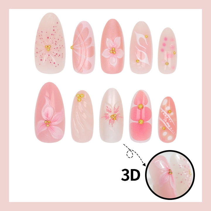 Artificial nails with floral designs and glitter accents Kalsten
