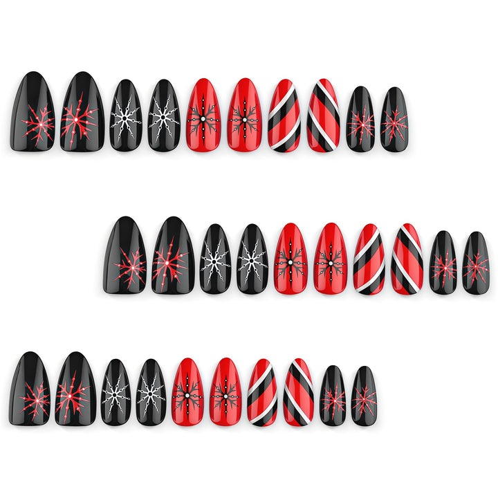 Artificial nails in modern stiletto design with graphic accents Kalsten