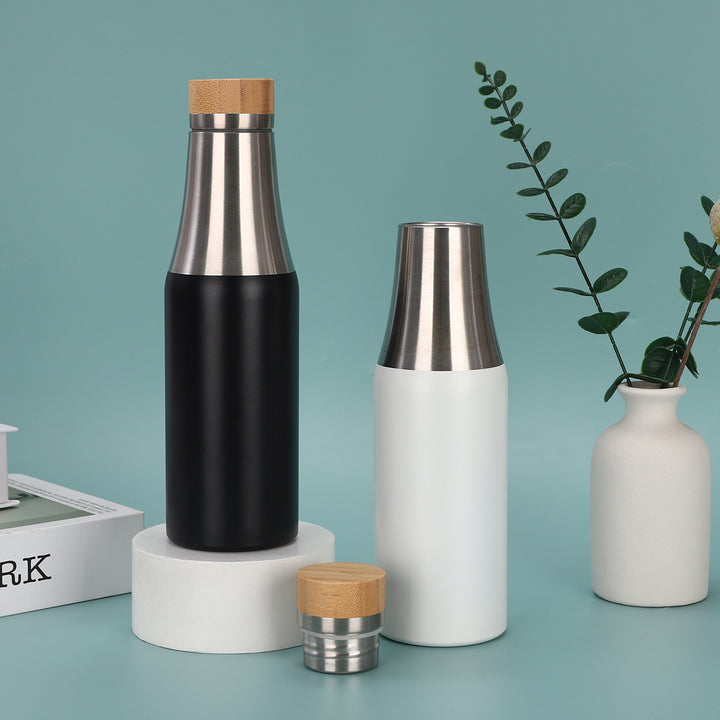 Women's stainless steel insulated drinking bottle with bamboo lid Kalsten