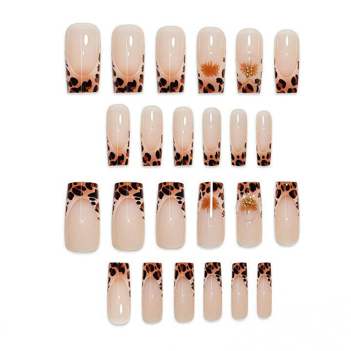 Premium Decorative Press-On Nail Art with Leopard Print Accents Kalsten