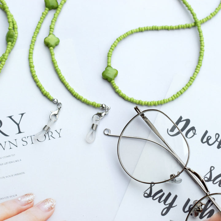 Beaded Eyewear Chain with Flower Accents Kalsten