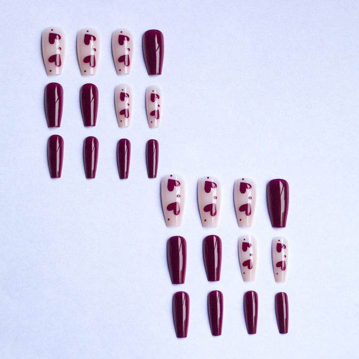 Artistic Heart-Themed Gel Nail Set
