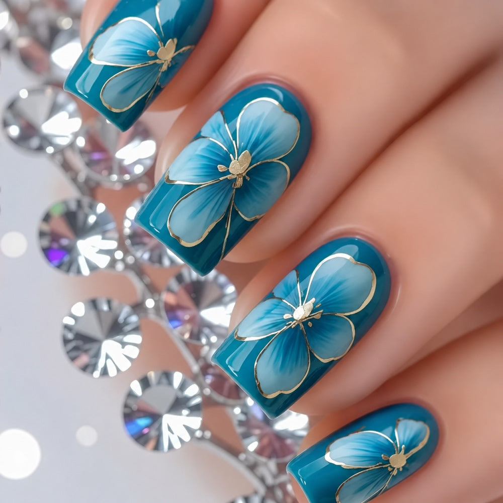 Elaborately designed artificial nails with flower pattern Kalsten