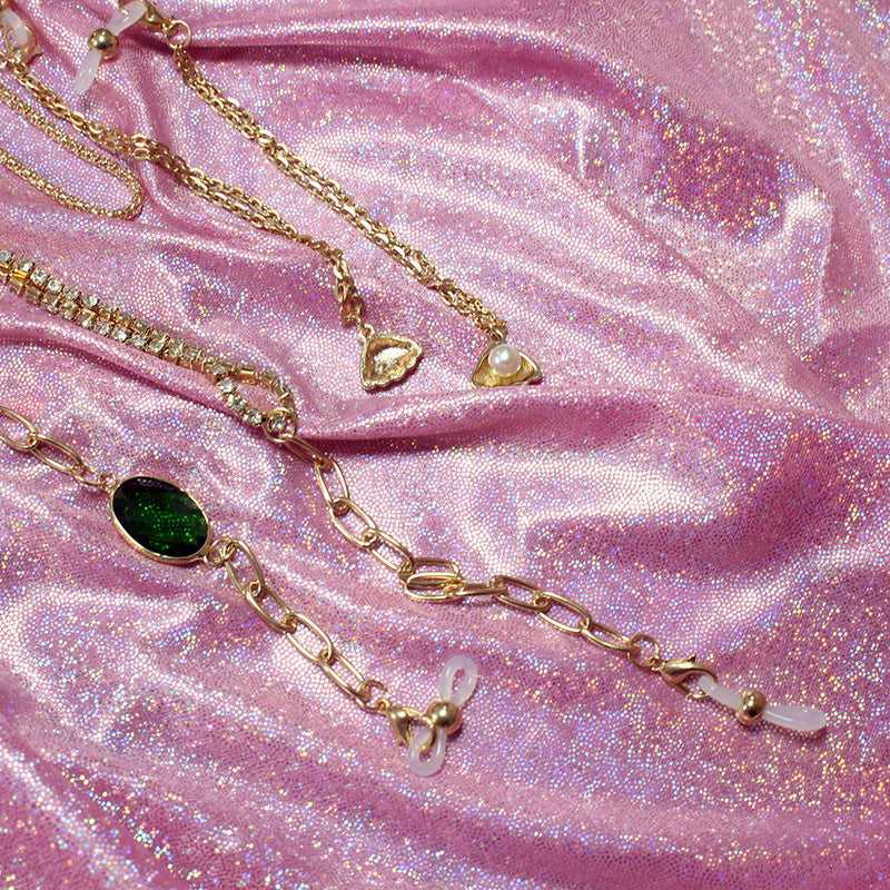 Elegant necklace with green stone and golden accents Kalsten