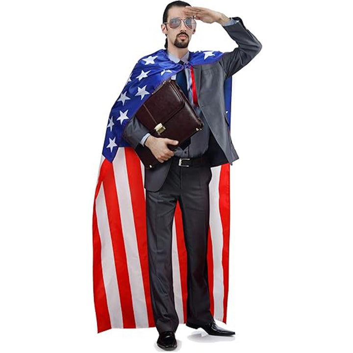 Independence Day wearable flag cape wrap with breathable lightweight polyester stitched star field Kalsten