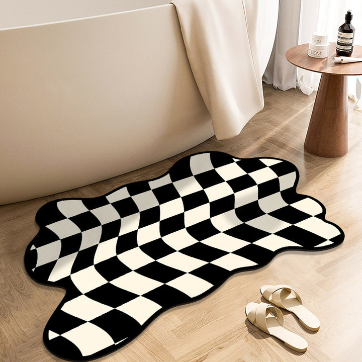 Artistic Abstract Checkered Area Mat