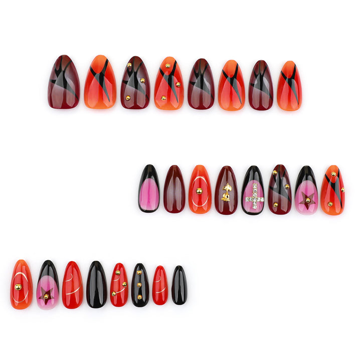 Artistic stiletto nails with creative designs Kalsten